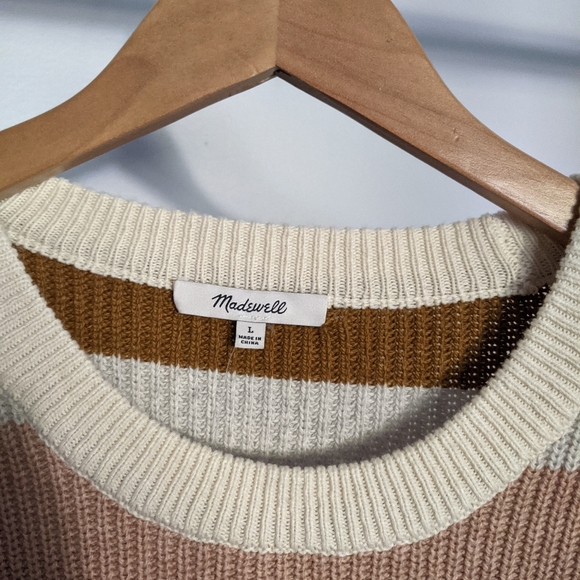 Madewell Thompson Pocket Pullover Knit Sweater in Rainbow Stripe - Picture 6 of 7
